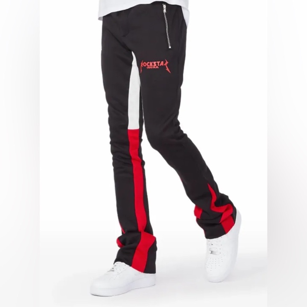 Everest Black Stacked Flare Track Pants
